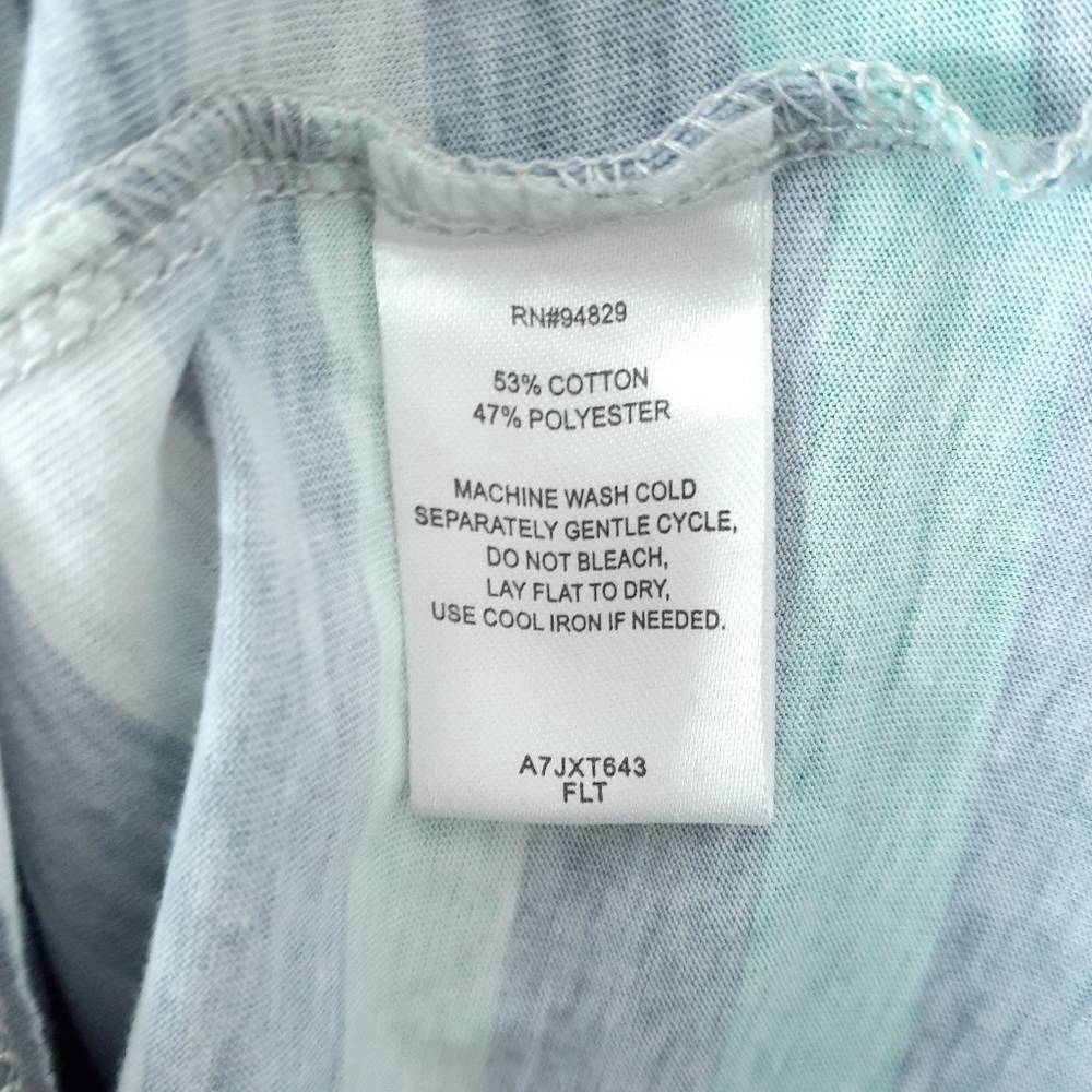 Derek Heart Top Raglan Striped Tee Green 194 - Picture 5 of 5